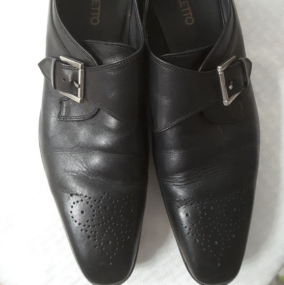 mens black leather buckle shoes